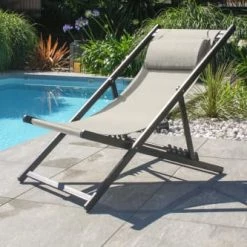 Dcb Garden Bains De Soleil Et Chaises Longues Lot De 2 Chiliennes De Jardin En Toile Et Aluminium Gris Anthracite -Fauteuils de jardin Soldes Boutique lot de 2 chiliennes de jardin en toile et aluminium gris anthracite 2