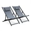 Alice's Garden Bains De Soleil Et Chaises Longues Lot De 2 Chiliennes En Aluminium Anthracite -Fauteuils de jardin Soldes Boutique lot de 2 chiliennes en aluminium anthracite