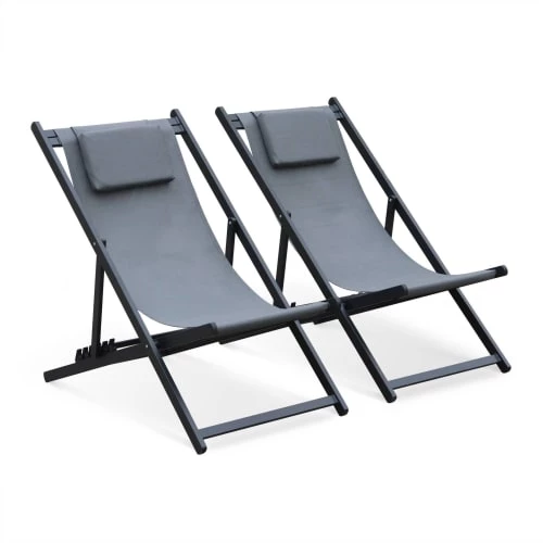 Alice's Garden Bains De Soleil Et Chaises Longues Lot De 2 Chiliennes En Aluminium Anthracite 3 Alice's Garden Bains De Soleil Et Chaises Longues Lot De 2 Chiliennes En Aluminium Anthracite