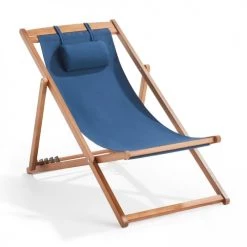 Oviala Bains De Soleil Et Chaises Longues Lot De 2 Chiliennes Eucalyptus Bleu Pacific -Fauteuils de jardin Soldes Boutique lot de 2 chiliennes eucalyptus bleu pacific 4