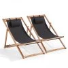 Oviala Bains De Soleil Et Chaises Longues Lot De 2 Chiliennes Eucalyptus Noir -Fauteuils de jardin Soldes Boutique lot de 2 chiliennes eucalyptus noir 1