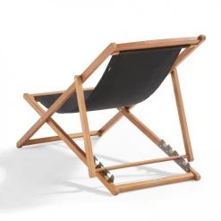 Oviala Bains De Soleil Et Chaises Longues Lot De 2 Chiliennes Eucalyptus Noir -Fauteuils de jardin Soldes Boutique lot de 2 chiliennes eucalyptus noir 4