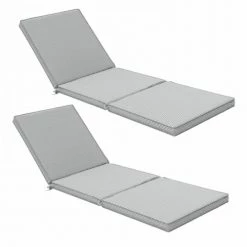 Oviala Matelas Pour Bain De Soleil Lot De 2 Coussins Bain De Soleil Polyester Blanc 186x60x5 Cm
