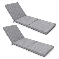 Oviala Matelas Pour Bain De Soleil Lot De 2 Coussins Bain De Soleil Polyester Blanc 186x60x5 Cm -Fauteuils de jardin Soldes Boutique lot de 2 coussins bain de soleil polyester gris 186x60x5 cm 6