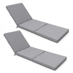 Oviala Matelas Pour Bain De Soleil Lot De 2 Coussins Bain De Soleil Polyester Gris 186x60x5 Cm