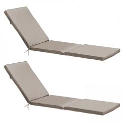 Oviala Matelas Pour Bain De Soleil Lot De 2 Coussins Bain De Soleil Polyester Taupe 186x53x5 Cm