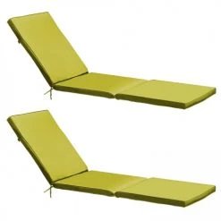 Oviala Matelas Pour Bain De Soleil Lot De 2 Coussins Bain De Soleil Polyester Vert 186x53x5 Cm