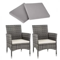 Tectake Lot De 2 Fauteuils De Jardin Acier Avec 2 Sets De Housses Gris/gris -Fauteuils de jardin Soldes Boutique lot de 2 fauteuils de jardin acier avec 2 sets de housses gris gris 3
