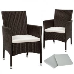 Tectake Lot De 2 Fauteuils De Jardin Acier Avec 2 Sets De Housses Marron