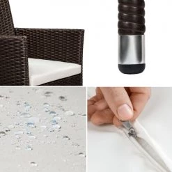 Tectake Lot De 2 Fauteuils De Jardin Acier Avec 2 Sets De Housses Marron -Fauteuils de jardin Soldes Boutique lot de 2 fauteuils de jardin acier avec 2 sets de housses marron 5