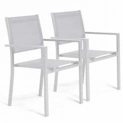 Oviala Lot De 2 Fauteuils De Jardin Aluminium Et Textilène Blanc