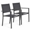 Oviala Lot De 2 Fauteuils De Jardin Aluminium Et Textilène Gris -Fauteuils de jardin Soldes Boutique lot de 2 fauteuils de jardin aluminium et textilene gris