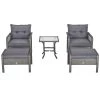Outsunny Lot De 2 Fauteuils De Jardin Avec Repose-pied Table Basse Résine Grise -Fauteuils de jardin Soldes Boutique lot de 2 fauteuils de jardin avec repose pied table basse resine grise
