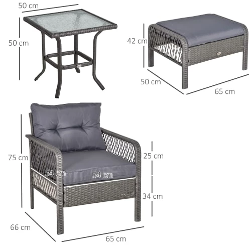 Outsunny Lot De 2 Fauteuils De Jardin Avec Repose-pied Table Basse Résine Grise 5 Outsunny Lot De 2 Fauteuils De Jardin Avec Repose-pied Table Basse Résine Grise – Image 3