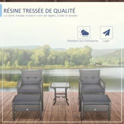 Outsunny Lot De 2 Fauteuils De Jardin Avec Repose-pied Table Basse Résine Grise 11 Outsunny Lot De 2 Fauteuils De Jardin Avec Repose-pied Table Basse Résine Grise -Fauteuils de jardin Soldes Boutique lot de 2 fauteuils de jardin avec repose pied table basse resine grise 3