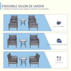 Outsunny Lot De 2 Fauteuils De Jardin Avec Repose-pied Table Basse Résine Grise 12 Outsunny Lot De 2 Fauteuils De Jardin Avec Repose-pied Table Basse Résine Grise -Fauteuils de jardin Soldes Boutique lot de 2 fauteuils de jardin avec repose pied table basse resine grise 4