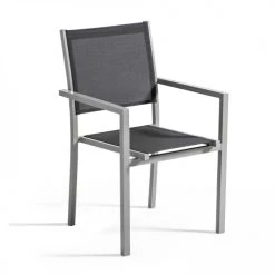 Oviala Lot De 2 Fauteuils De Jardin En Aluminium Et Textilène Gris -Fauteuils de jardin Soldes Boutique lot de 2 fauteuils de jardin en aluminium et textilene gris 1