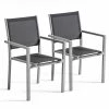 Oviala Lot De 2 Fauteuils De Jardin En Aluminium Et Textilène Gris -Fauteuils de jardin Soldes Boutique lot de 2 fauteuils de jardin en aluminium et textilene gris