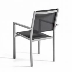 Oviala Lot De 2 Fauteuils De Jardin En Aluminium Et Textilène Gris -Fauteuils de jardin Soldes Boutique lot de 2 fauteuils de jardin en aluminium et textilene gris 2