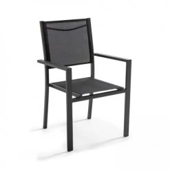 Oviala Lot De 2 Fauteuils De Jardin En Aluminium Et Textilène Noir -Fauteuils de jardin Soldes Boutique lot de 2 fauteuils de jardin en aluminium et textilene noir 1