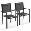 Oviala Lot De 2 Fauteuils De Jardin En Aluminium Et Textilène Noir -Fauteuils de jardin Soldes Boutique lot de 2 fauteuils de jardin en aluminium et textilene noir