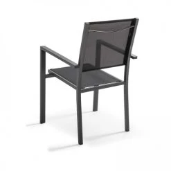 Oviala Lot De 2 Fauteuils De Jardin En Aluminium Et Textilène Noir -Fauteuils de jardin Soldes Boutique lot de 2 fauteuils de jardin en aluminium et textilene noir 2