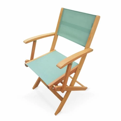 Alice's Garden Chaises De Jardin Lot De 2 Fauteuils De Jardin En Bois Et Textilène Vert De Gris 4 Alice's Garden Chaises De Jardin Lot De 2 Fauteuils De Jardin En Bois Et Textilène Vert De Gris – Image 2