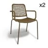 Now’s Home Chaises De Jardin Lot De 2 Fauteuils De Table D'extérieur En Corde Empilables -Fauteuils de jardin Soldes Boutique lot de 2 fauteuils de table d exterieur en corde empilables