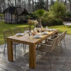 Now’s Home Chaises De Jardin Lot De 2 Fauteuils De Table D'extérieur En Corde Empilables -Fauteuils de jardin Soldes Boutique lot de 2 fauteuils de table d exterieur en corde empilables 3