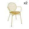 Pirouette Paris Chaises De Jardin Lot De 2 Fauteuils De Table En Métal Jaune -Fauteuils de jardin Soldes Boutique lot de 2 fauteuils de table en metal jaune