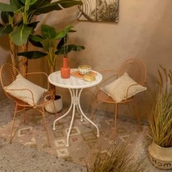 Pirouette Paris Chaises De Jardin Lot De 2 Fauteuils De Table En Métal Terracotta -Fauteuils de jardin Soldes Boutique lot de 2 fauteuils de table en metal terracotta 1