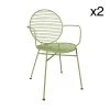 Pirouette Paris Chaises De Jardin Lot De 2 Fauteuils De Table En Métal Vert -Fauteuils de jardin Soldes Boutique lot de 2 fauteuils de table en metal vert