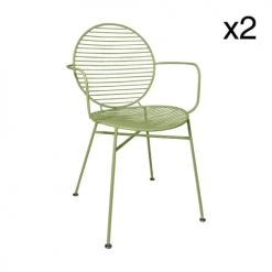 Pirouette Paris Chaises De Jardin Lot De 2 Fauteuils De Table En Métal Vert