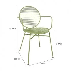 Pirouette Paris Chaises De Jardin Lot De 2 Fauteuils De Table En Métal Vert -Fauteuils de jardin Soldes Boutique lot de 2 fauteuils de table en metal vert 5