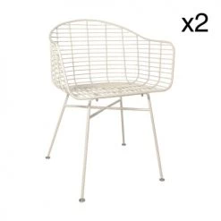 Now’s Home Chaises De Jardin Lot De 2 Fauteuils De Table Outdoor En Métal Blanc H78cm