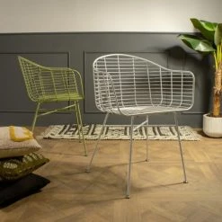 Now’s Home Chaises De Jardin Lot De 2 Fauteuils De Table Outdoor En Métal Blanc H78cm -Fauteuils de jardin Soldes Boutique lot de 2 fauteuils de table outdoor en metal blanc h78cm 4