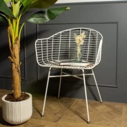 Now’s Home Chaises De Jardin Lot De 2 Fauteuils De Table Outdoor En Métal Blanc H78cm -Fauteuils de jardin Soldes Boutique lot de 2 fauteuils de table outdoor en metal blanc h78cm 5