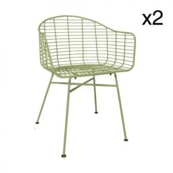 Now’s Home Chaises De Jardin Lot De 2 Fauteuils De Table Outdoor En Métal Vert H78cm