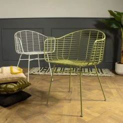 Now’s Home Chaises De Jardin Lot De 2 Fauteuils De Table Outdoor En Métal Vert H78cm -Fauteuils de jardin Soldes Boutique lot de 2 fauteuils de table outdoor en metal vert h78cm 4