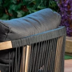 Kerama Fauteuils De Jardin Lot De 2 Fauteuils En Bois D'acacia Noir Et Corde Tressée -Fauteuils de jardin Soldes Boutique lot de 2 fauteuils en bois d acacia noir et corde tressee 3