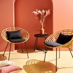 Oviala Fauteuils De Jardin Lot De 2 Fauteuils En Rotin Synthétique -Fauteuils de jardin Soldes Boutique lot de 2 fauteuils en rotin synthetique 1