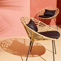 Oviala Fauteuils De Jardin Lot De 2 Fauteuils En Rotin Synthétique -Fauteuils de jardin Soldes Boutique lot de 2 fauteuils en rotin synthetique 2