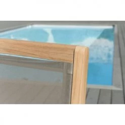 MACABANE Fauteuils De Jardin Lot De 2 Fauteuils Jardin Empilables Teck Et Textilène Taupe -Fauteuils de jardin Soldes Boutique lot de 2 fauteuils jardin empilables teck et textilene taupe 3