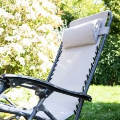 Oviala Fauteuils De Jardin Lot De 2 Fauteuils Lounge En Acier Taupe -Fauteuils de jardin Soldes Boutique lot de 2 fauteuils lounge en acier taupe 5