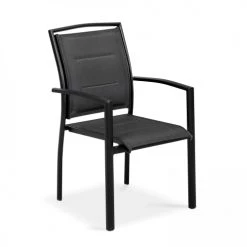 Oviala Fauteuils De Jardin Lot De 2 Fauteuils Noir En Aluminium Et Textilène Noir