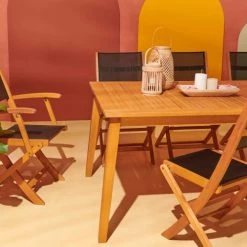 Oviala Fauteuils De Jardin Lot De 2 Fauteuils Pliants De Jardin En Bois Noir -Fauteuils de jardin Soldes Boutique lot de 2 fauteuils pliants de jardin en bois noir 2