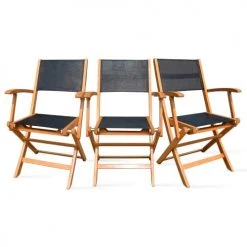 Oviala Fauteuils De Jardin Lot De 2 Fauteuils Pliants De Jardin En Bois Noir -Fauteuils de jardin Soldes Boutique lot de 2 fauteuils pliants de jardin en bois noir 4