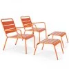 Oviala Fauteuils De Jardin Lot De 2 Fauteuils Relax Avec Repose-pieds En Métal Orange -Fauteuils de jardin Soldes Boutique lot de 2 fauteuils relax avec repose pieds en metal orange
