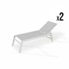 Kerama Bains De Soleil Et Chaises Longues Lot De 2 Grandes Chaises Longues En Aluminium Blanc Avec Roulettes -Fauteuils de jardin Soldes Boutique lot de 2 grandes chaises longues en aluminium blanc avec roulettes