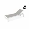 Kerama Bains De Soleil Et Chaises Longues Lot De 2 Grandes Chaises Longues En Aluminium Blanc Avec Roulettes -Fauteuils de jardin Soldes Boutique lot de 2 grandes chaises longues en aluminium blanc avec roulettes 6